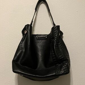 Black Vegan Leather Tote Bag Medium
